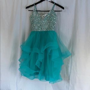 Custom Teal Cocktail dress- adjustable corset too